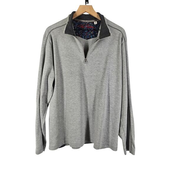 ROBERT GRAHAM MEN'S BRECKEN LIGHT GRAY 1/4 ZIP PULLOVER SWEATER SIZE XL - Picture 1 of 14